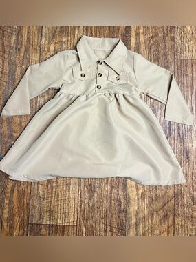 Girls Khaki Utility Shirt Dress Long Sleeve Button Front Size 2-3Y